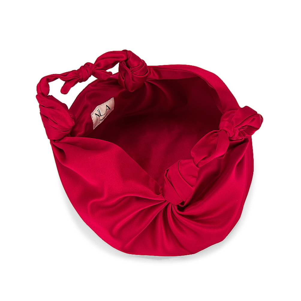 RUBY RED NLA SILK KNOT BAG