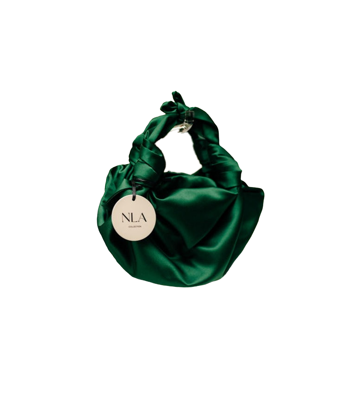 DARK GREEN NLA SILK KNOT BAG