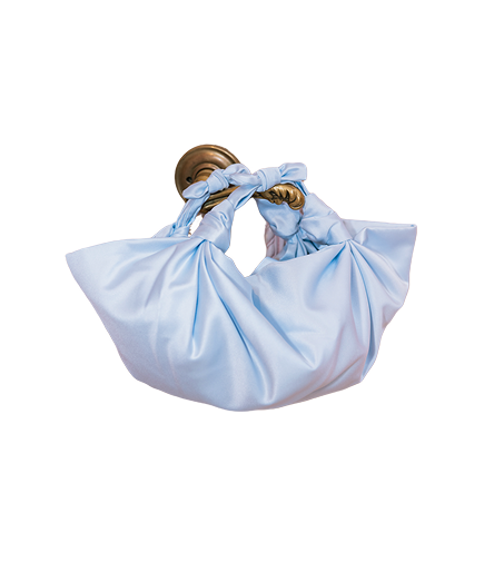 MEDIUM SIZE BABY BLUE NLA SILK KNOT BAG