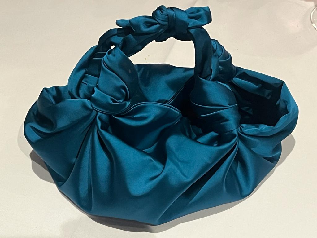 TEAL NLA SILK KNOT BAG