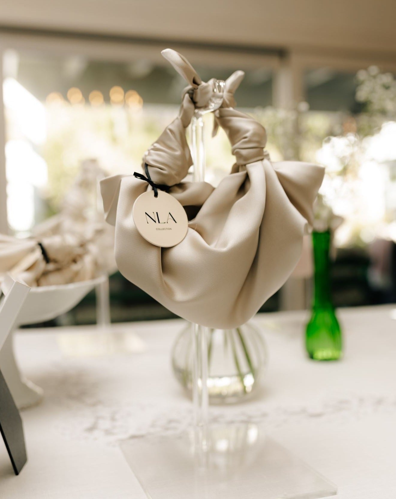 CHAMPAGNE NLA SILK KNOT BAG