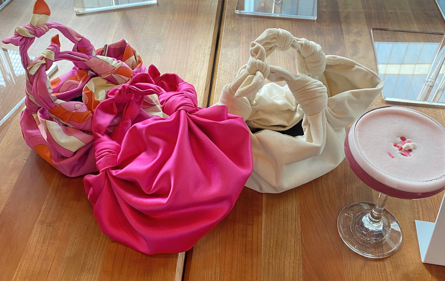 FUCHSIA NLA SILK KNOT BAG