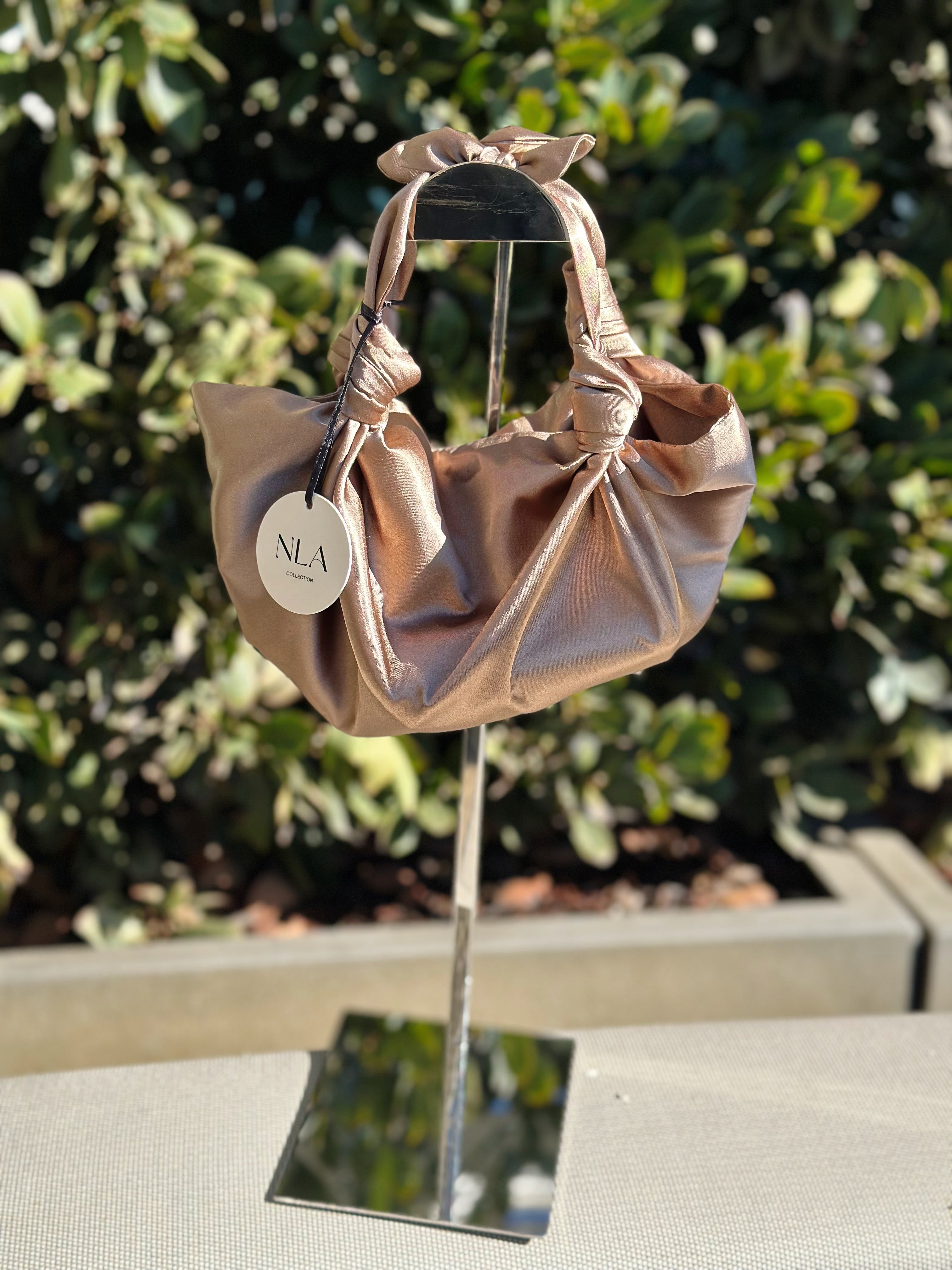 BRONZE NLA SILK KNOT BAG NLAcollection