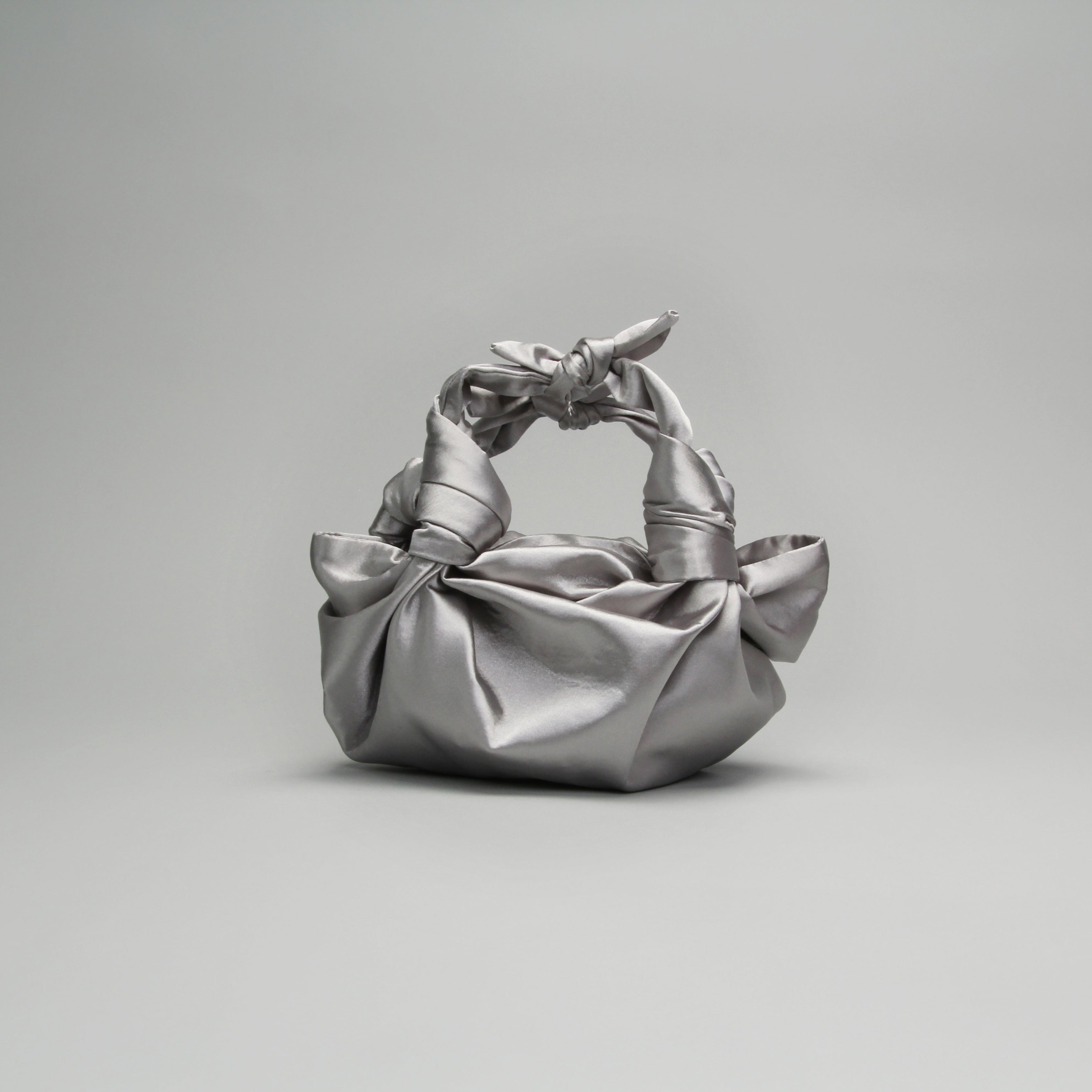 SILVER NLA SILK KNOT BAG