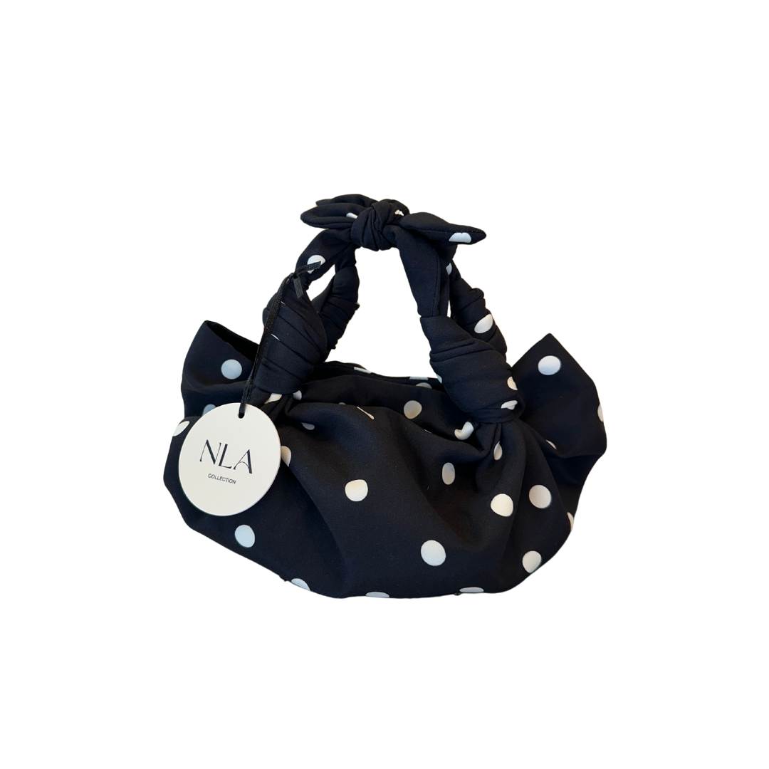 LIMITED EDITION BLACK AND WHITE POLKA DOT NLA KNOT BAG