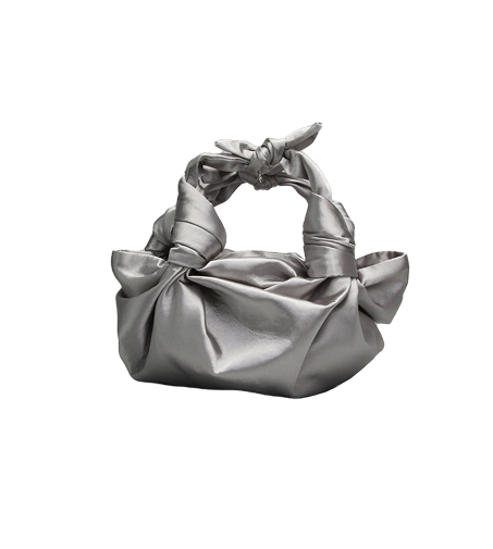 SILVER NLA SILK KNOT BAG