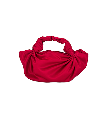 RUBY RED NLA SILK KNOT BAG